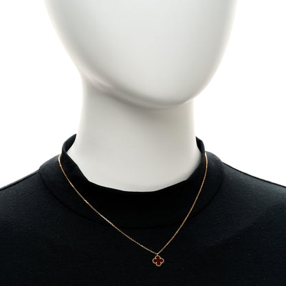 Van Cleef & Arpels 18K Rose Gold Carnelian Sweet Alhambra Pendant Necklace 2 of 4