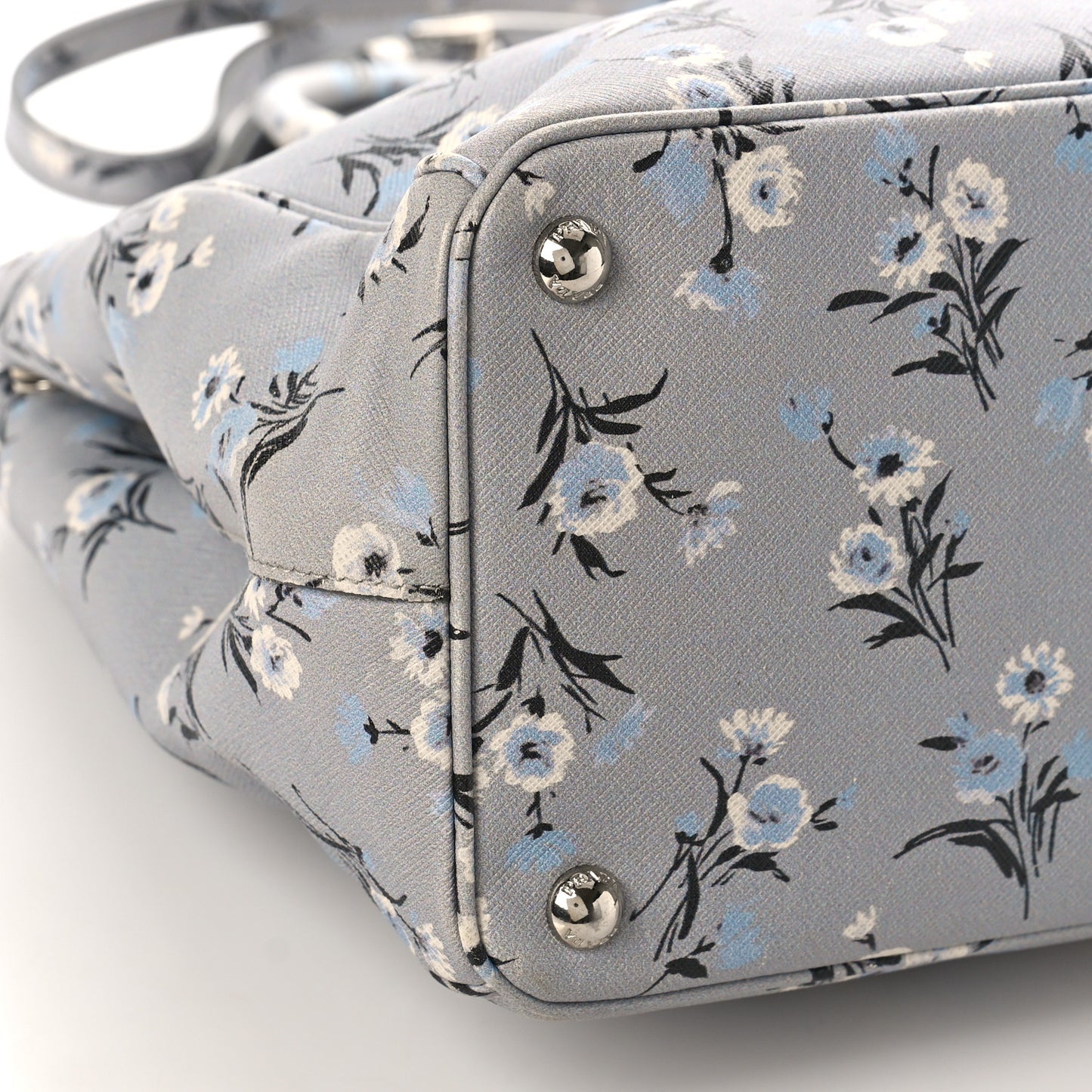 Saffiano Floral Print Medium Galleria Double Zip Tote Acciaio