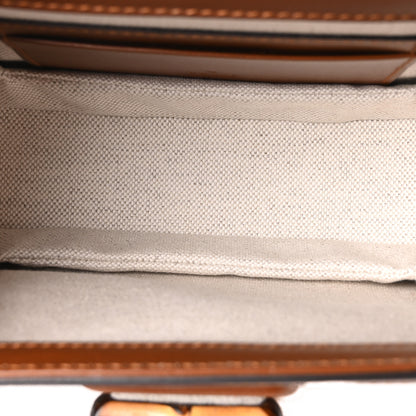 Gucci New Canvas Charisma Calfskin Crystal GG Monogram Small Bamboo 1947 Top Handle Bag Camel Ebony 5 of 10