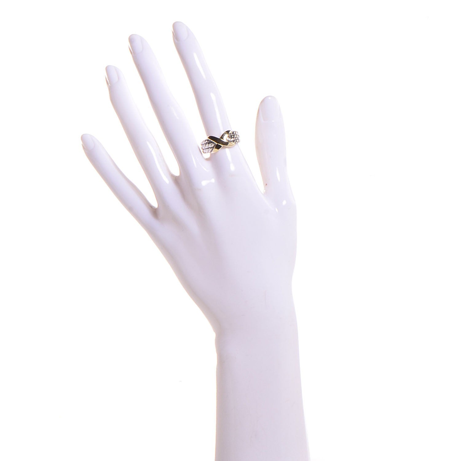 David Yurman Sterling Silver 14k Yellow Gold X Triple Row Ring 7 2 of 8