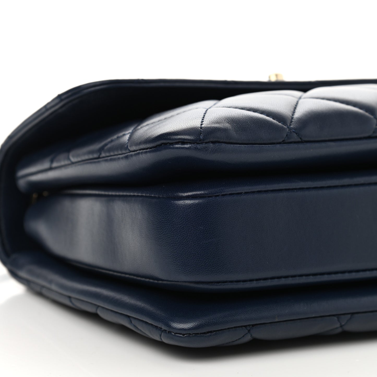 Lambskin Quilted Small Trendy CC Flap Dual Handle Bag Navy