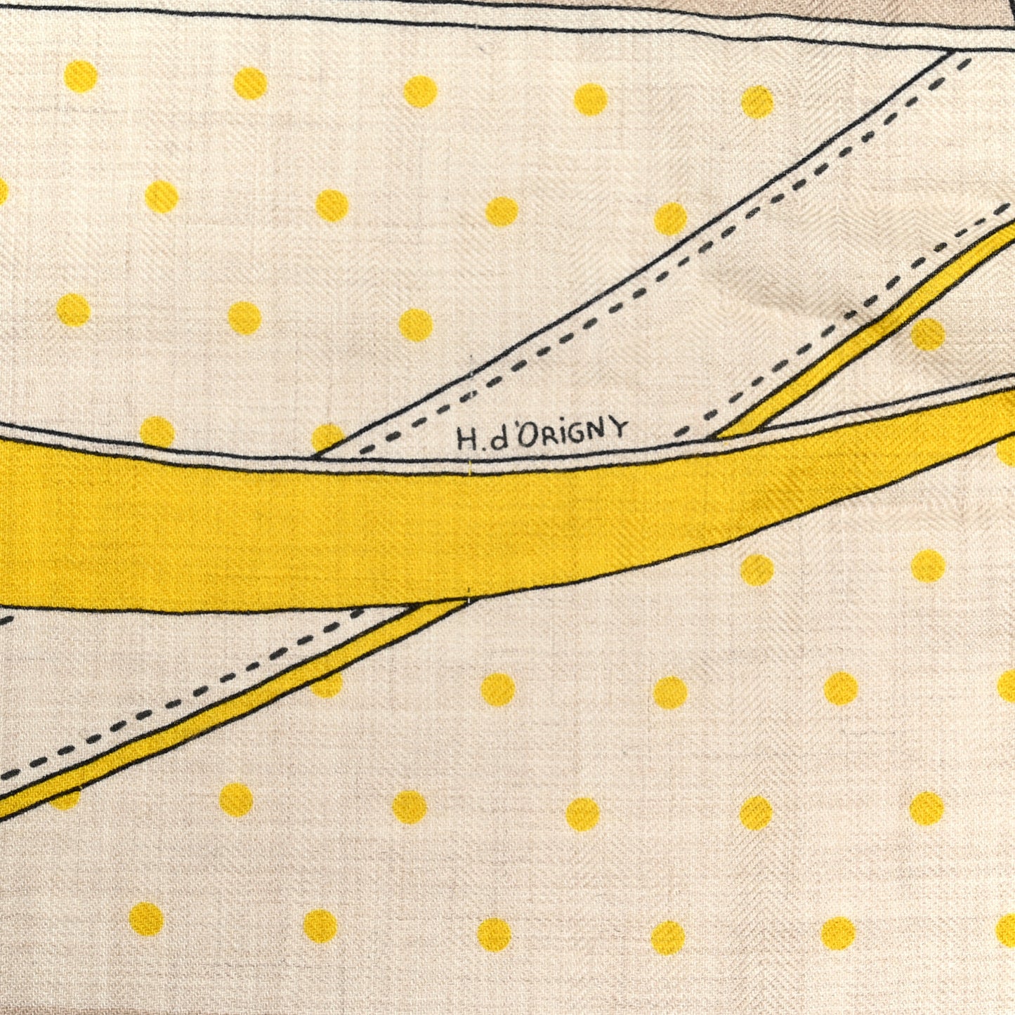 Cashmere Silk La Promenade du Matin Bandana Shawl 140 Naturel Beige Jaune Vif