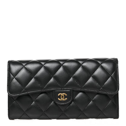 Chanel Lambskin Quilted Large Gusset Flap Wallet Black 1 of 7