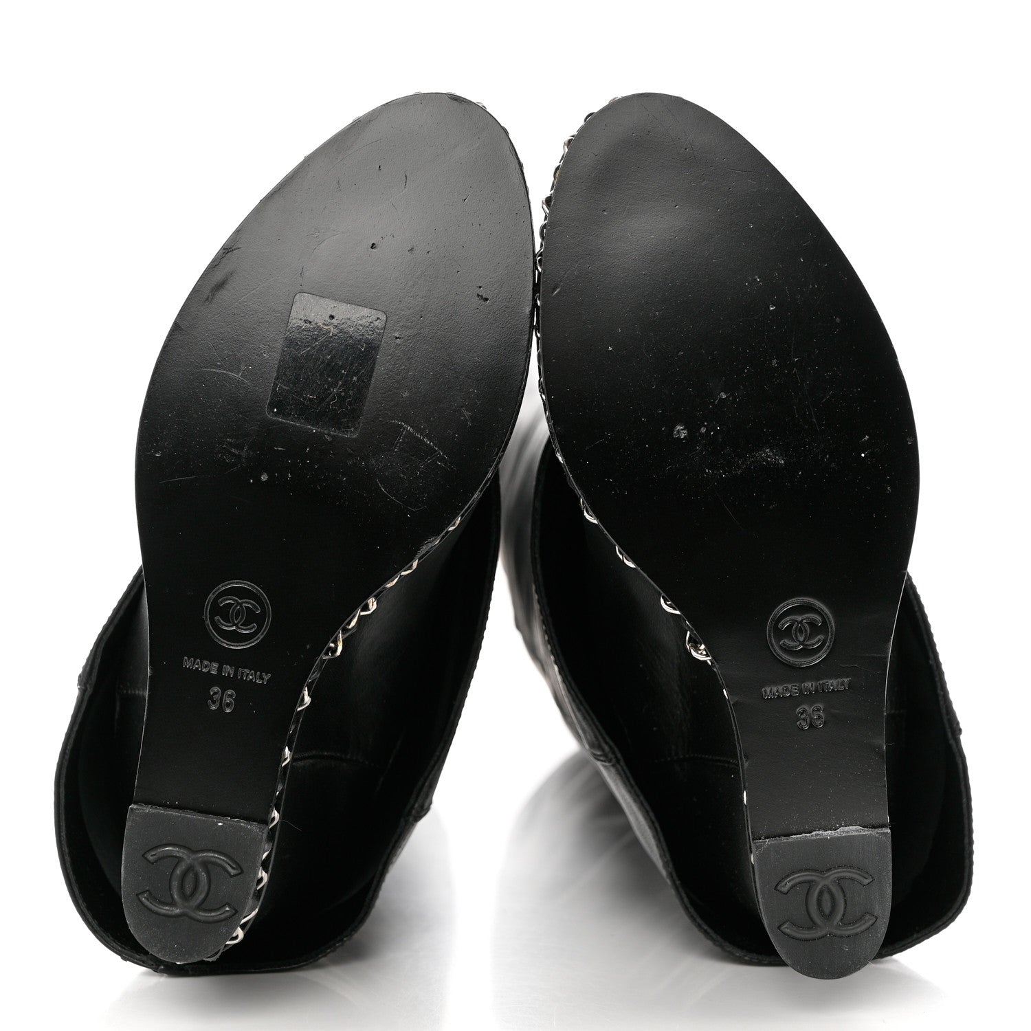 Chanel Calfskin Ascot Knee High CC Boots 36 Black 5 of 9