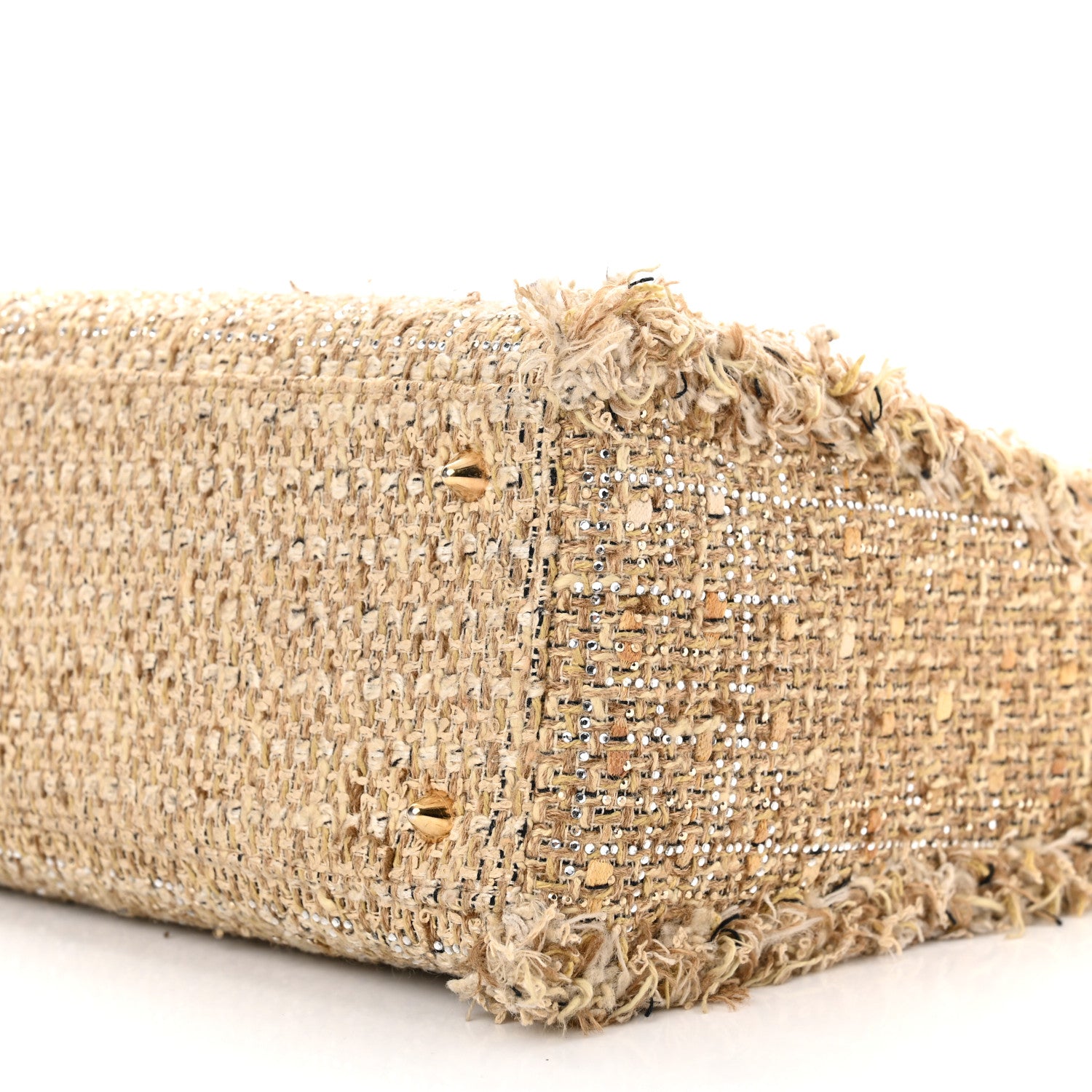 Christian Dior Tweed Crystal Fringe Medium Lady Dior Beige 10 of 12