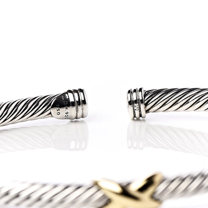 David Yurman Sterling Silver 18K Yellow Gold 4mm X Station Cable Bracelet 4 of 4