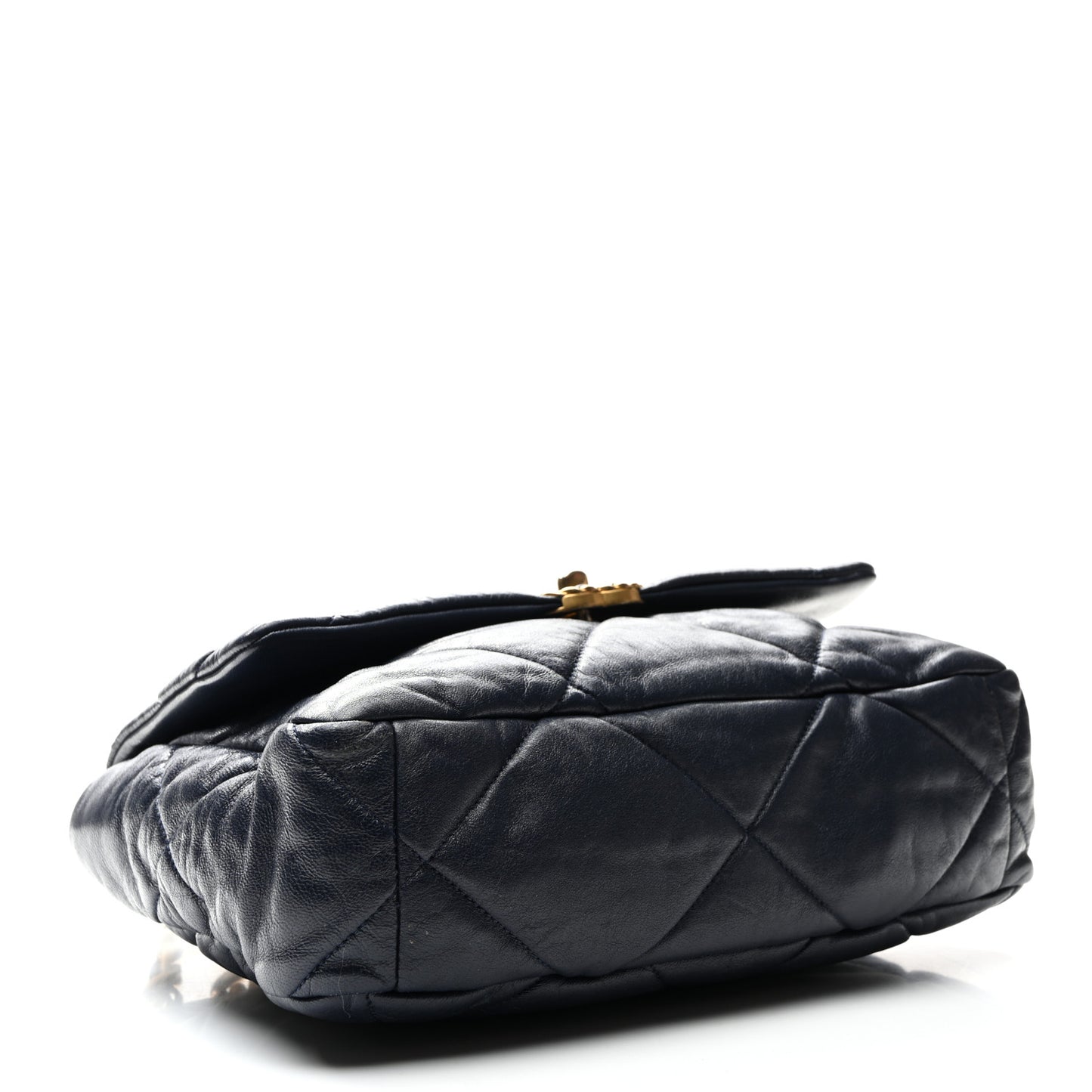 Goatskin Quilted Large Chanel 19 Flap Navy Blue