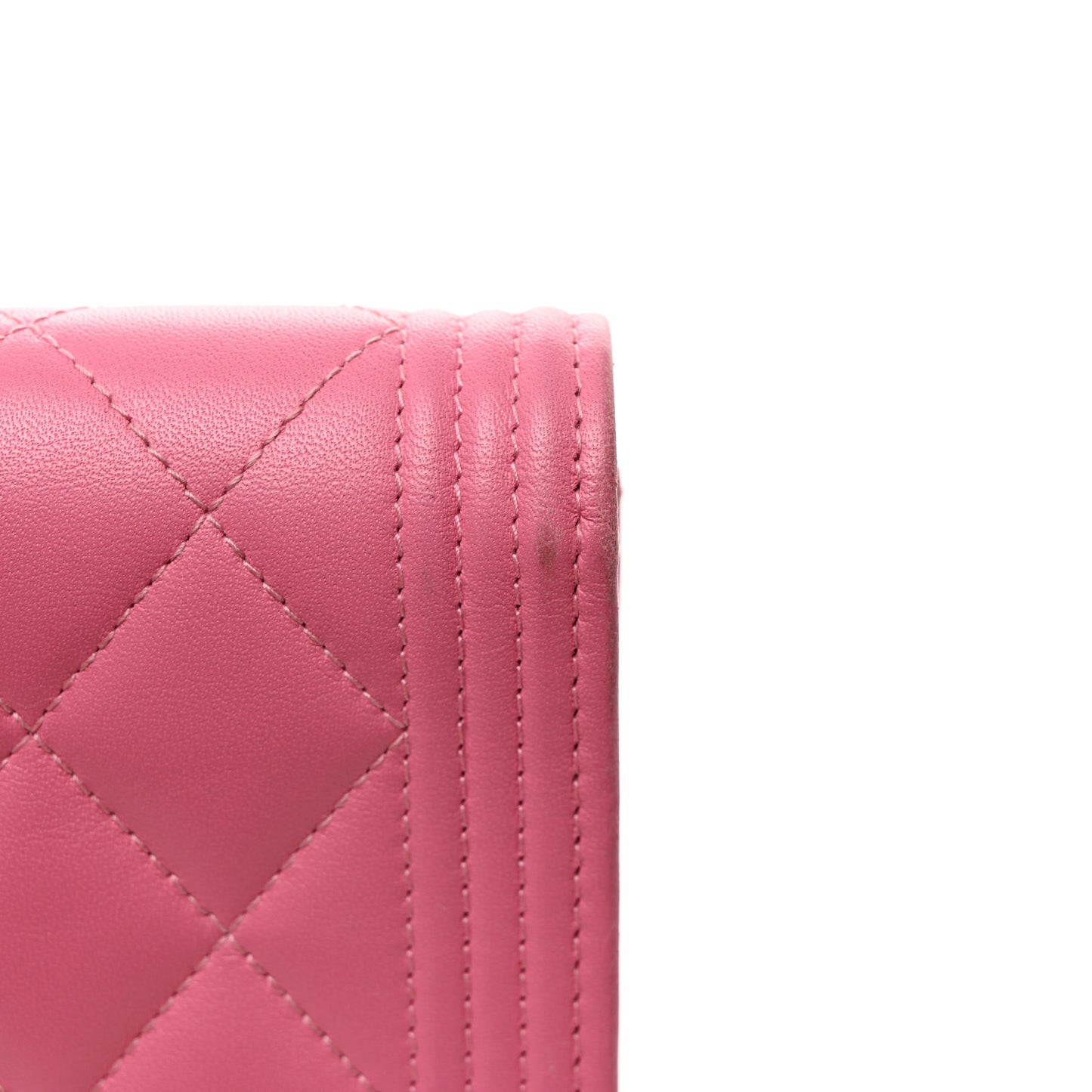 Lambskin Quilted Large Boy Gusset Flap Wallet Pink