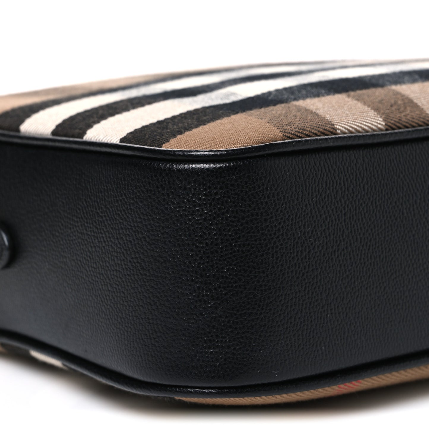 Giant Check Calfskin Large Camera Bag Black