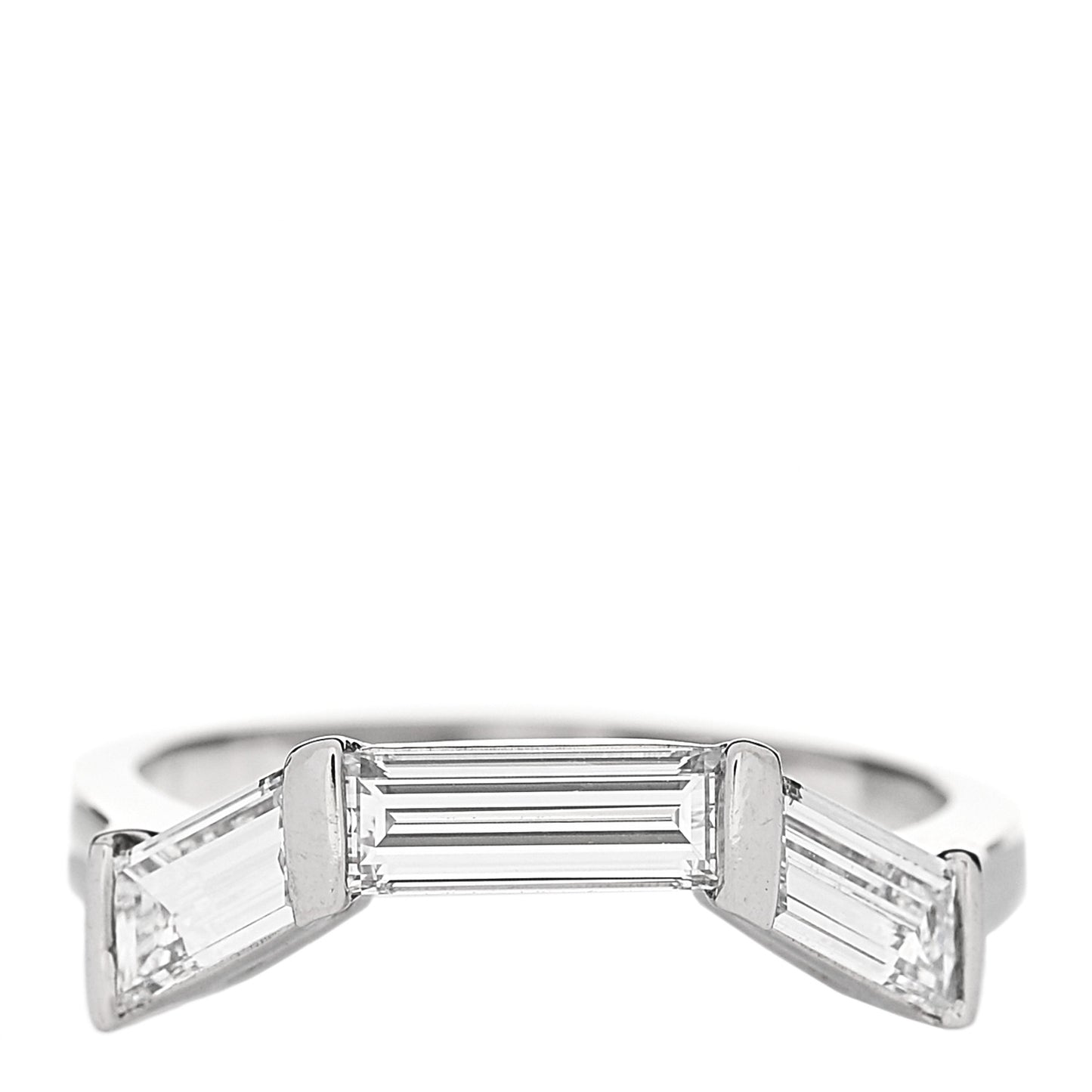 Platinum Diamond Three Baguette Ring 50 5.5