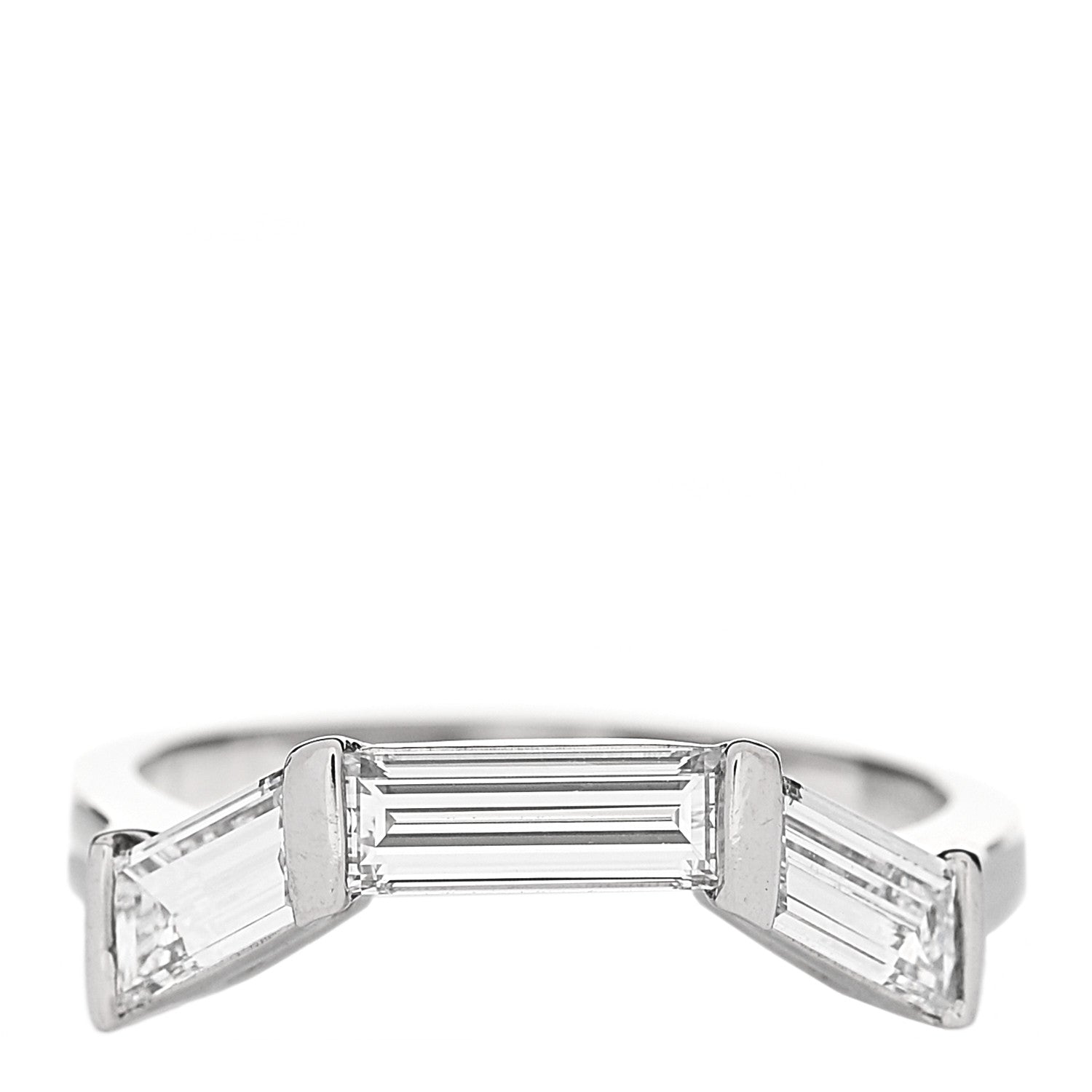 Tiffany Platinum Diamond Three Baguette Ring 50 5.5 1 of 6