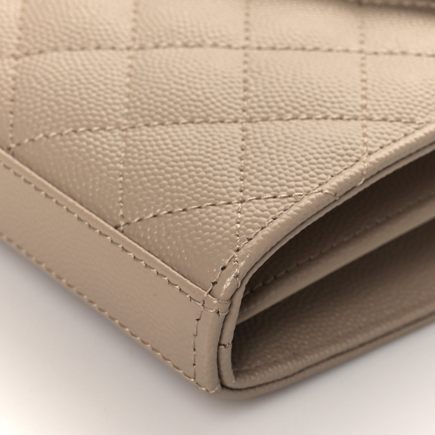 Grain De Poudre Mixed Matelasse Triquilt Monogram Chain Wallet Dark Beige