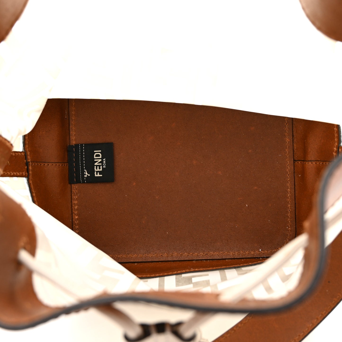 TPU FF Vitello Aura F is Fendi Grande Mon Tresor Bucket Bag White Cuoio