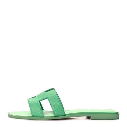 Hermes Epsom Oran Sandals 40.5 Vert Pomme 1 of 11