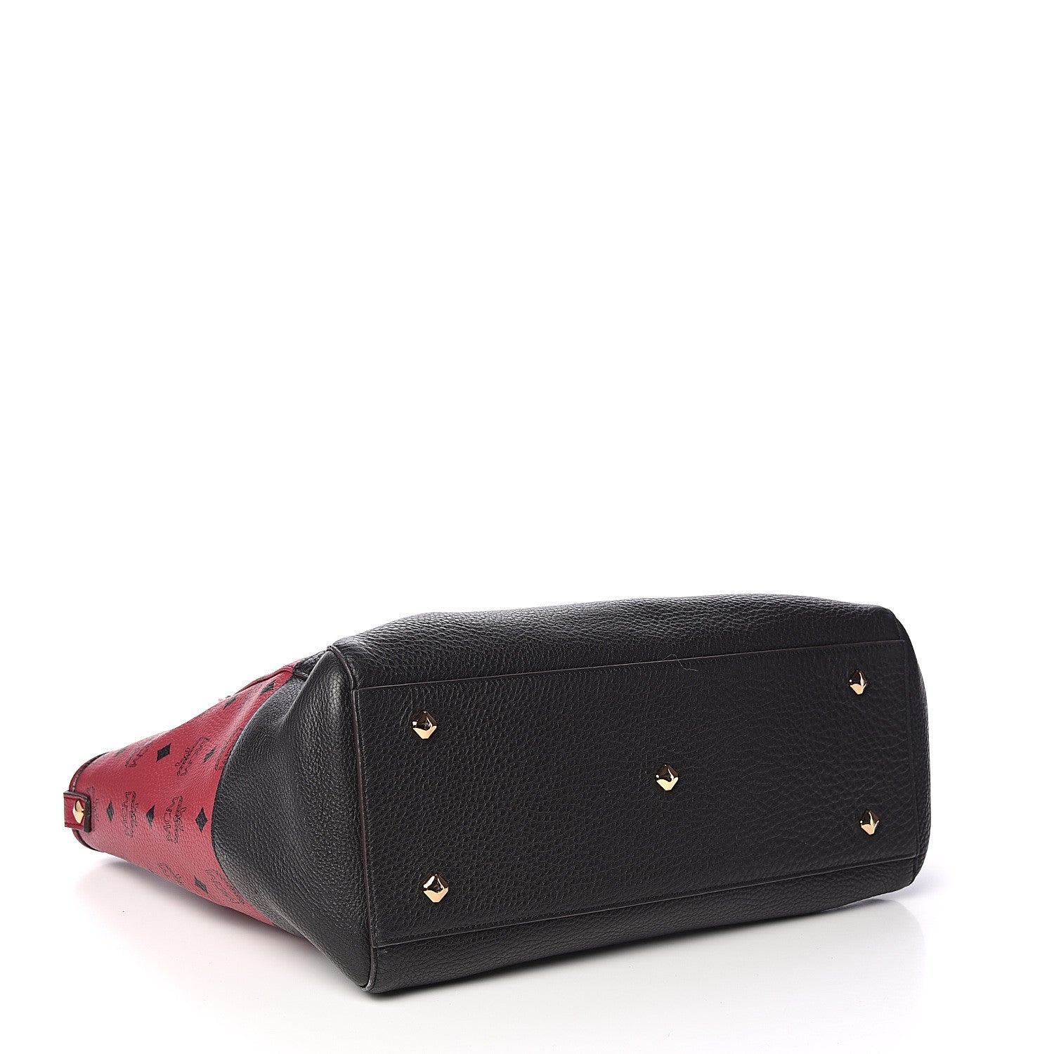 MCM Visetos Calfskin Medium Anya Shopper Tote Red Black 3 of 9
