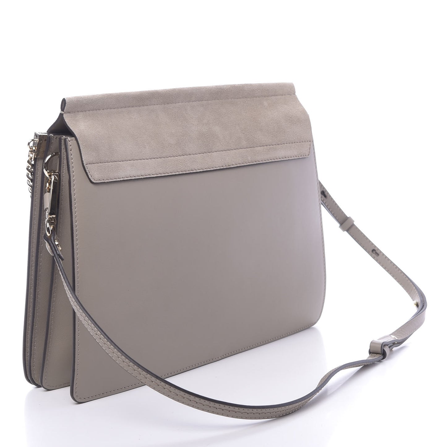Calfskin Suede Medium Faye Shoulder Bag Motty Grey