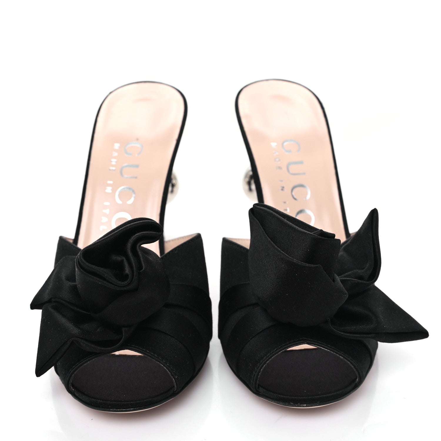 Gucci Satin Embellished Shawana High Heel Slide Sandals 36 Black 2 of 8