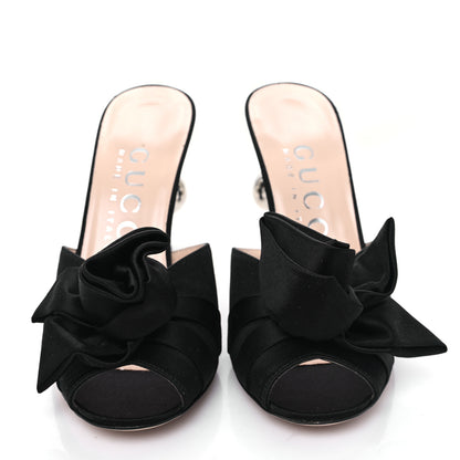 Gucci Satin Embellished Shawana High Heel Slide Sandals 36 Black 2 of 8