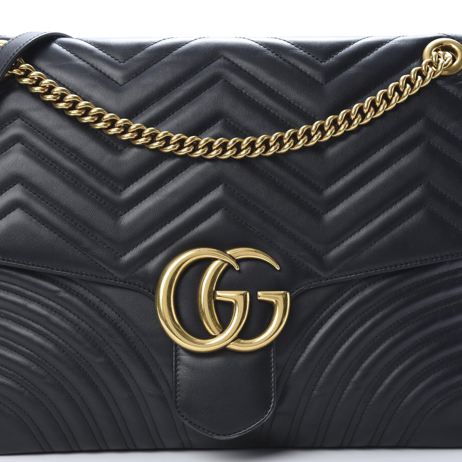 Gucci Calfskin Matelasse Large GG Marmont Shoulder Bag Black 8 of 20