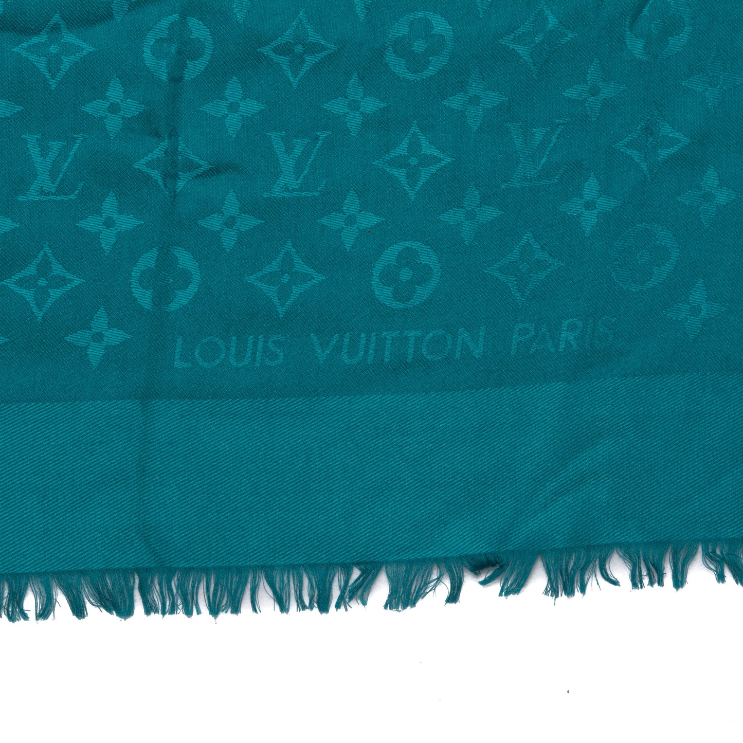 Silk Wool Monogram Shine Shawl Turquoise