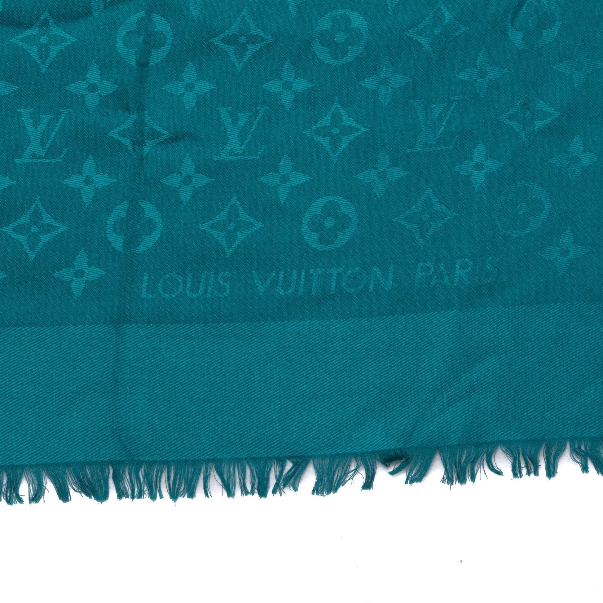 Louis Vuitton Silk Wool Monogram Shine Shawl Turquoise 4 of 5