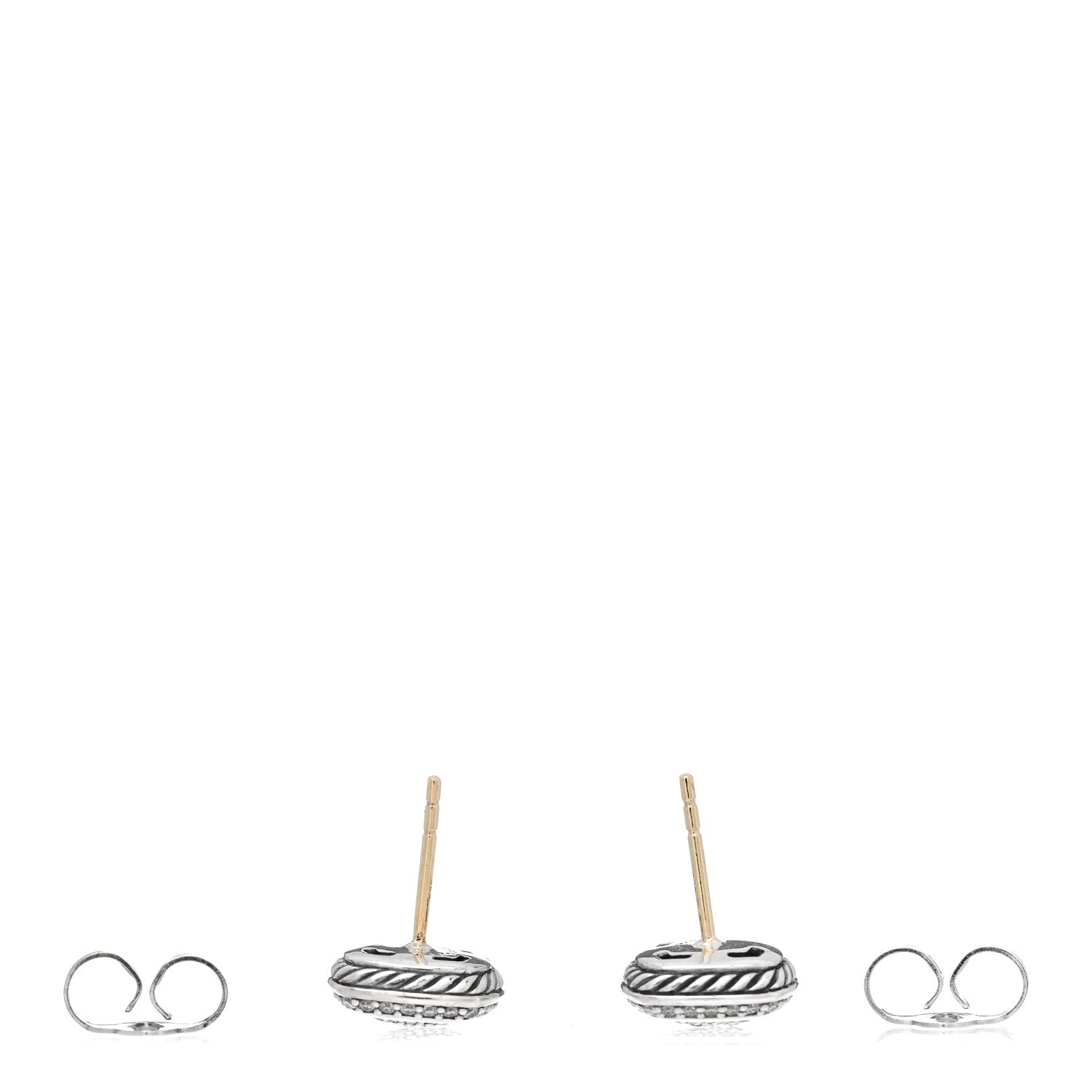 David Yurman Sterling Silver Diamond 7mm Pave Albion Earrings 3 of 4