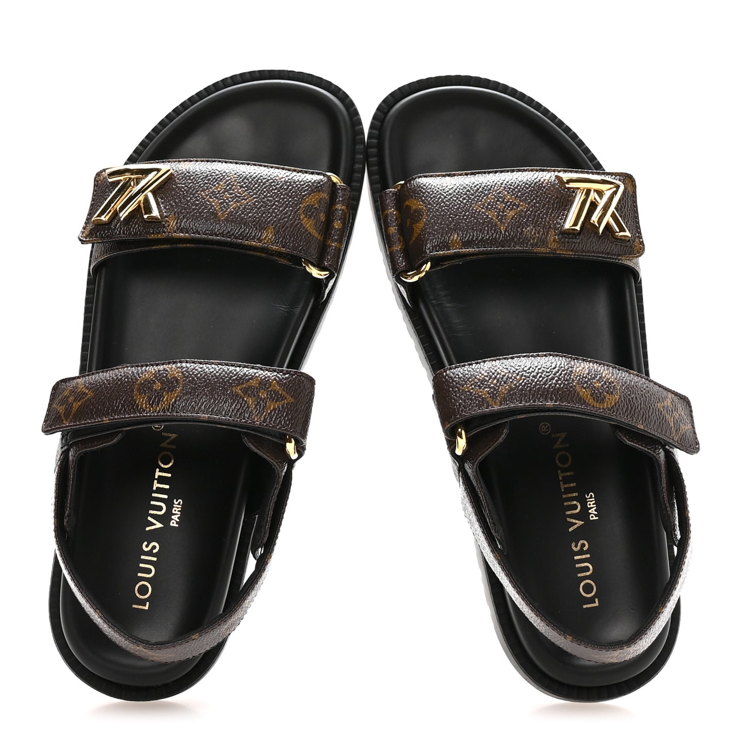 Monogram LV Sunset Comfort Flat Sandals 37.5 Cacao Brown