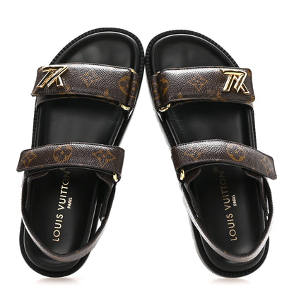 Louis Vuitton Monogram LV Sunset Comfort Flat Sandals 37.5 Cacao Brown 2 of 9