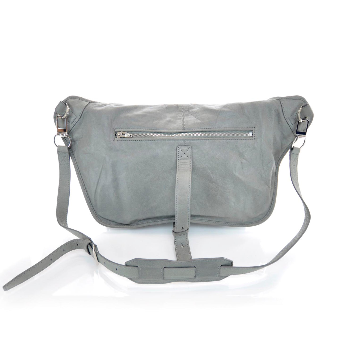 Leather Iris Messenger Bag Grey