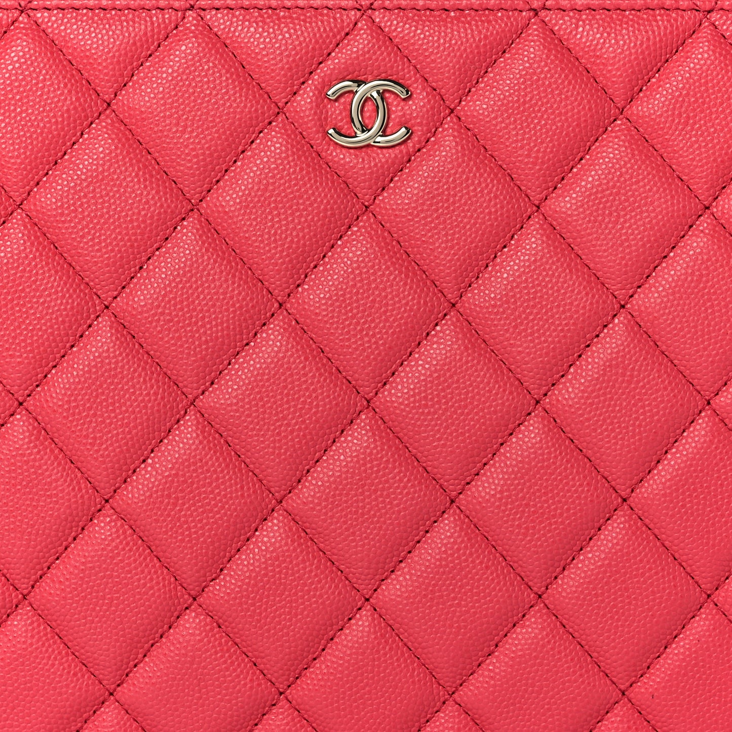 Caviar Quilted Medium Cosmetic Case Dark Pink
