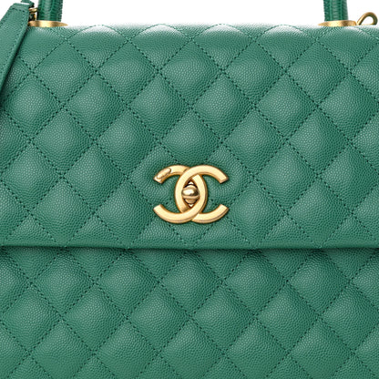 Chanel Caviar Quilted Medium Coco Lizard Embossed Handle Flap Green 8 of 11