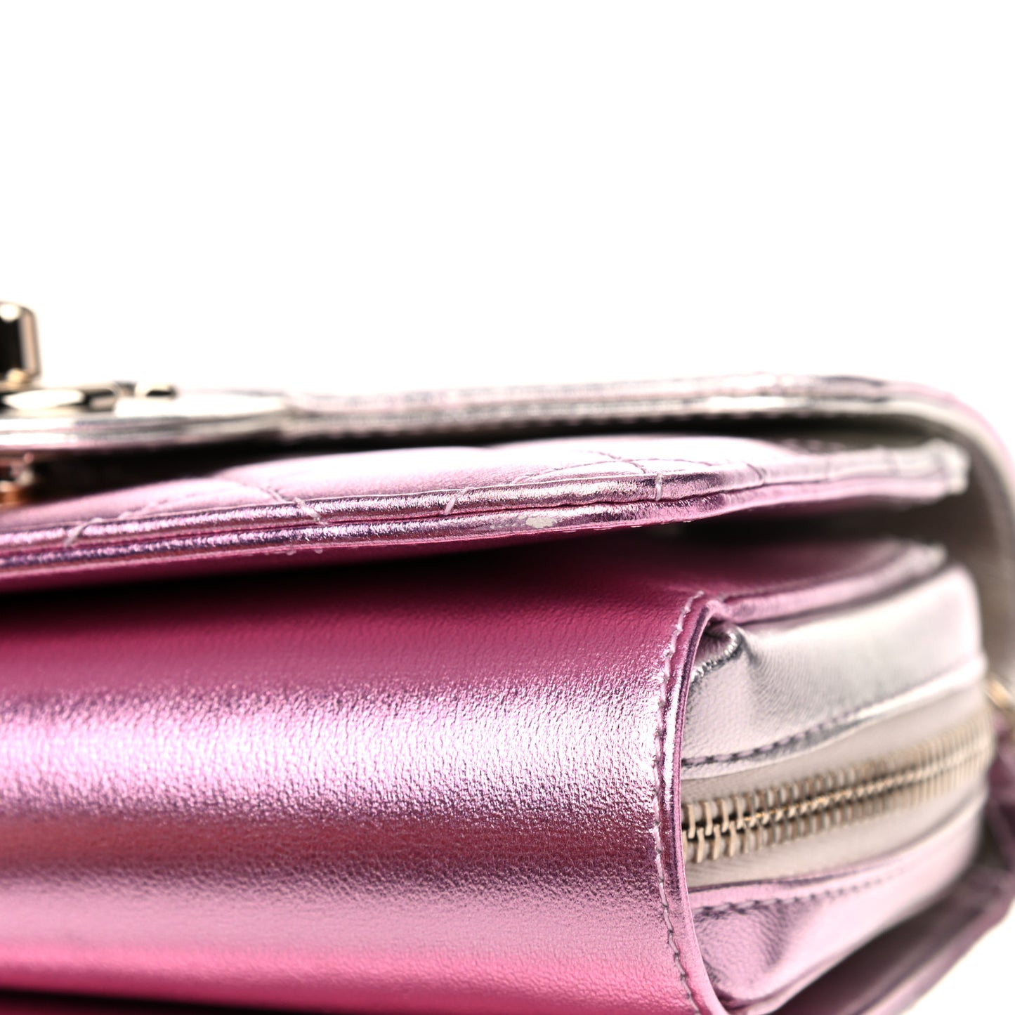 Metallic Lambskin Like A Wallet Flap Golden Pink