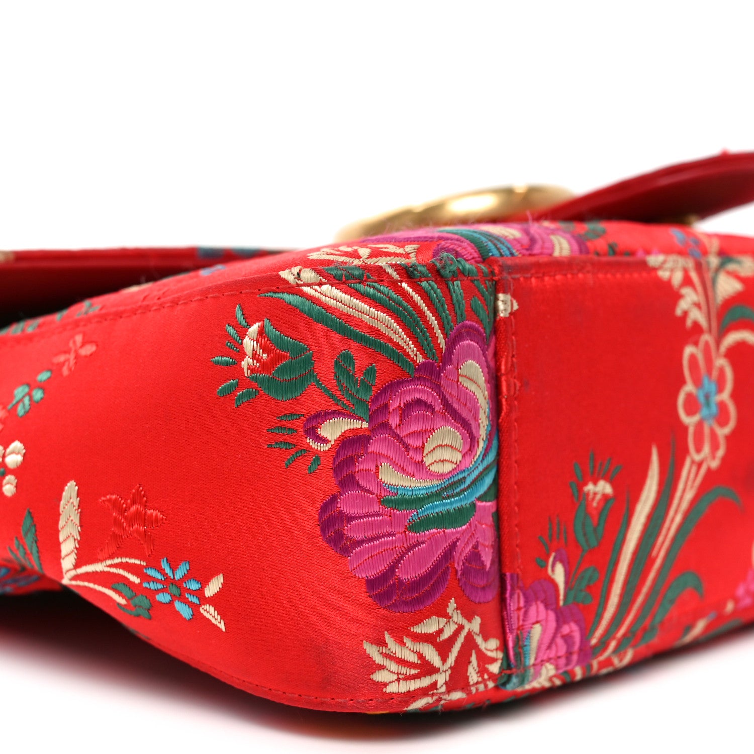 Gucci Jacquard Matelasse Floral Medium GG Marmont Shoulder Bag Red 9 of 13