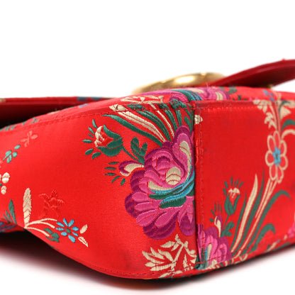 Gucci Jacquard Matelasse Floral Medium GG Marmont Shoulder Bag Red 9 of 13