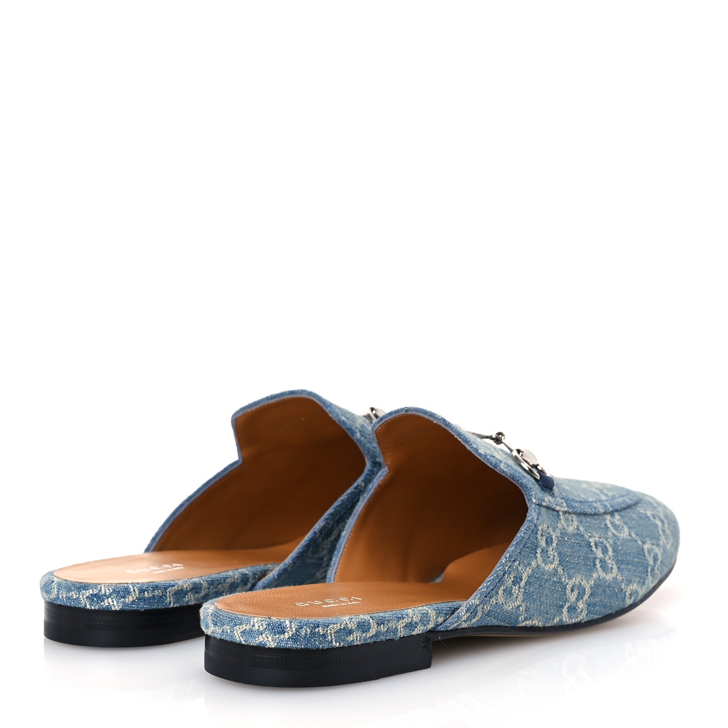 Gucci New Denim GG Malaga Kid Womens Princetown Slippers 39.5 Light Blue Royale 5 of 11