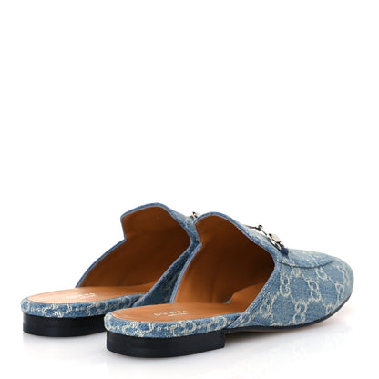 Gucci New Denim GG Malaga Kid Womens Princetown Slippers 39.5 Light Blue Royale 5 of 11