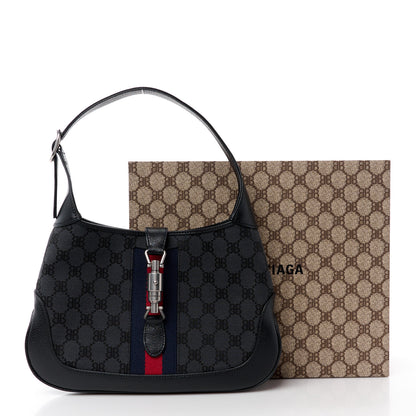 Gucci X BALENCIAGA BB Monogram Calfskin Web Small Jackie 1961 Hobo Black 12 of 12