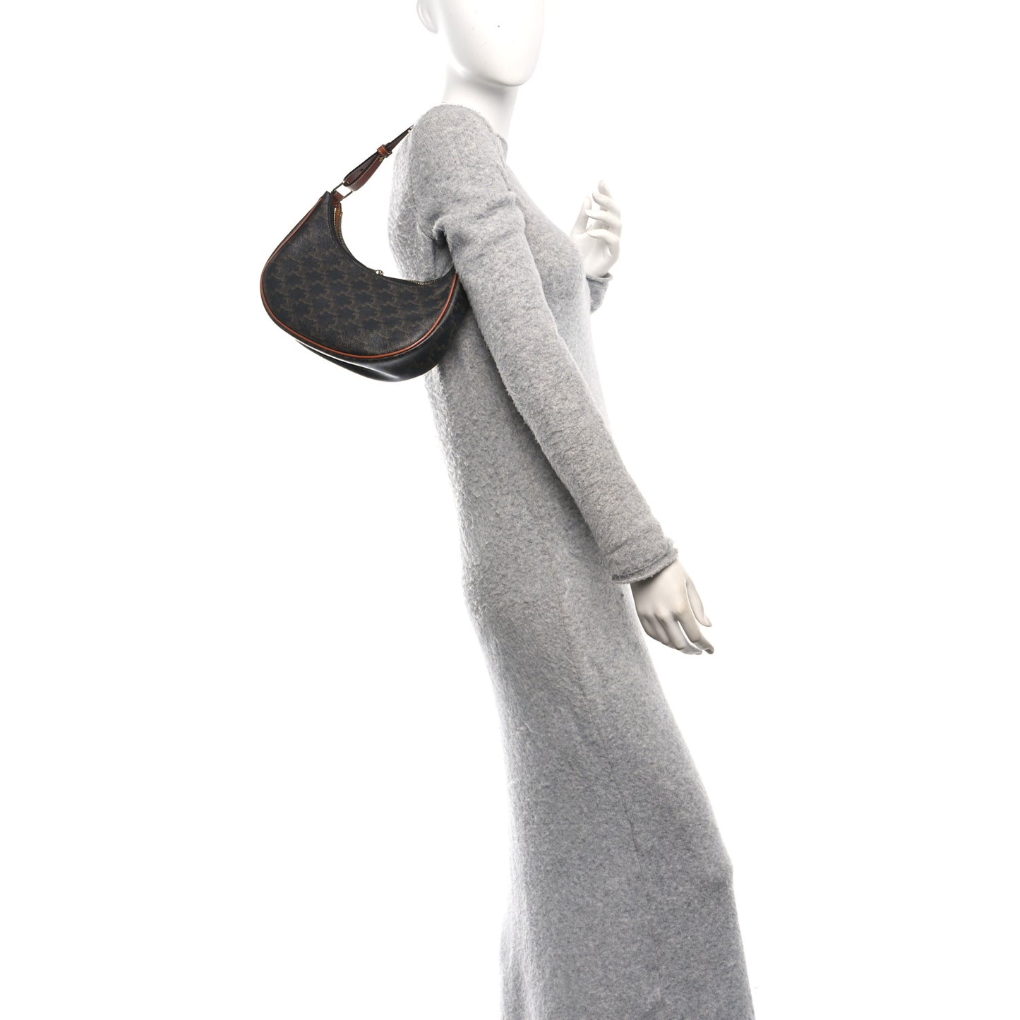 Triomphe Canvas Calfskin Ava Shoulder Bag Tan