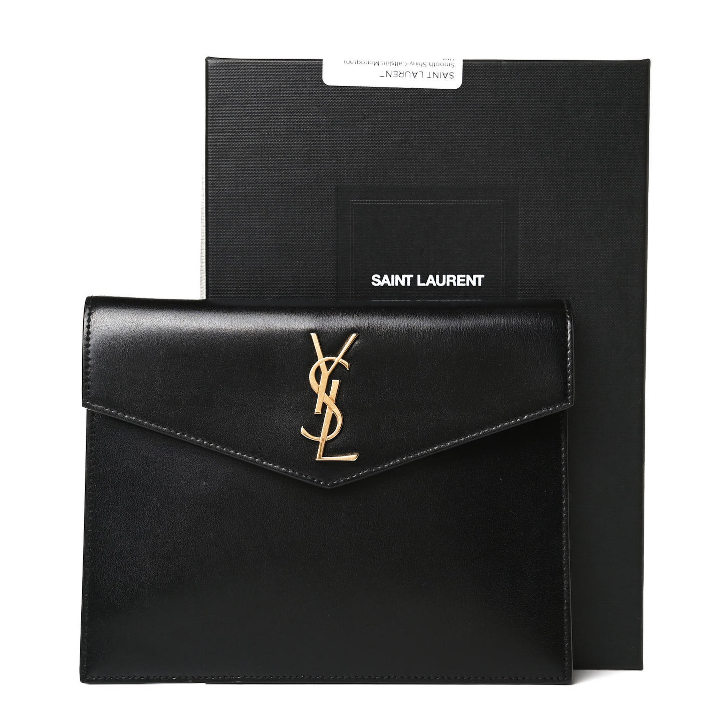 Smooth Shiny Calfskin Monogram Uptown Baby Pouch Black