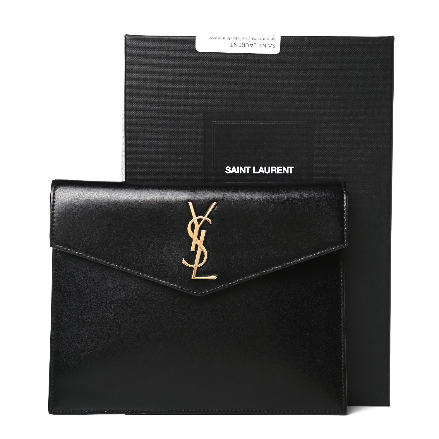 Saint Laurent Smooth Shiny Calfskin Monogram Uptown Baby Pouch Black 10 of 10