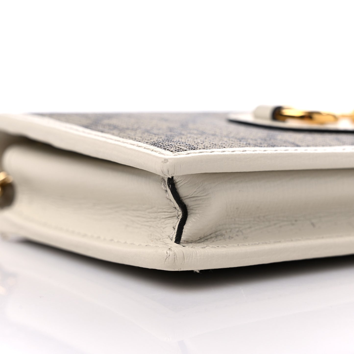 GG Supreme Monogram Azalea Calfskin Horsebit 1955 Wallet On Chain Beige Ebony Mystic White