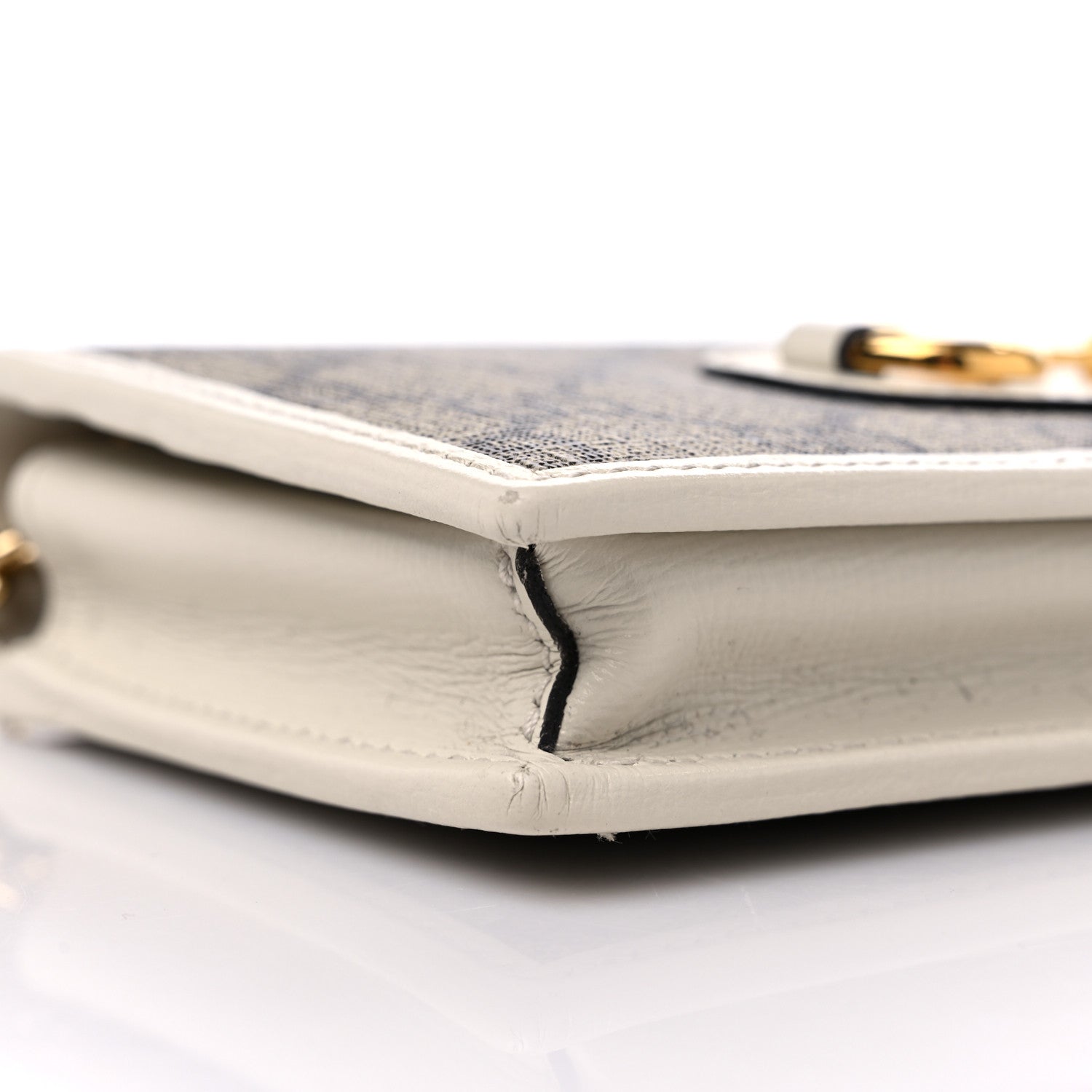 Gucci GG Supreme Monogram Azalea Calfskin Horsebit 1955 Wallet On Chain Beige Ebony Mystic White 7 of 8