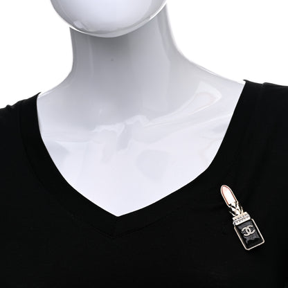 Chanel Metal Strass Pearl Lipstick Brooch Pink Gold 2 of 5
