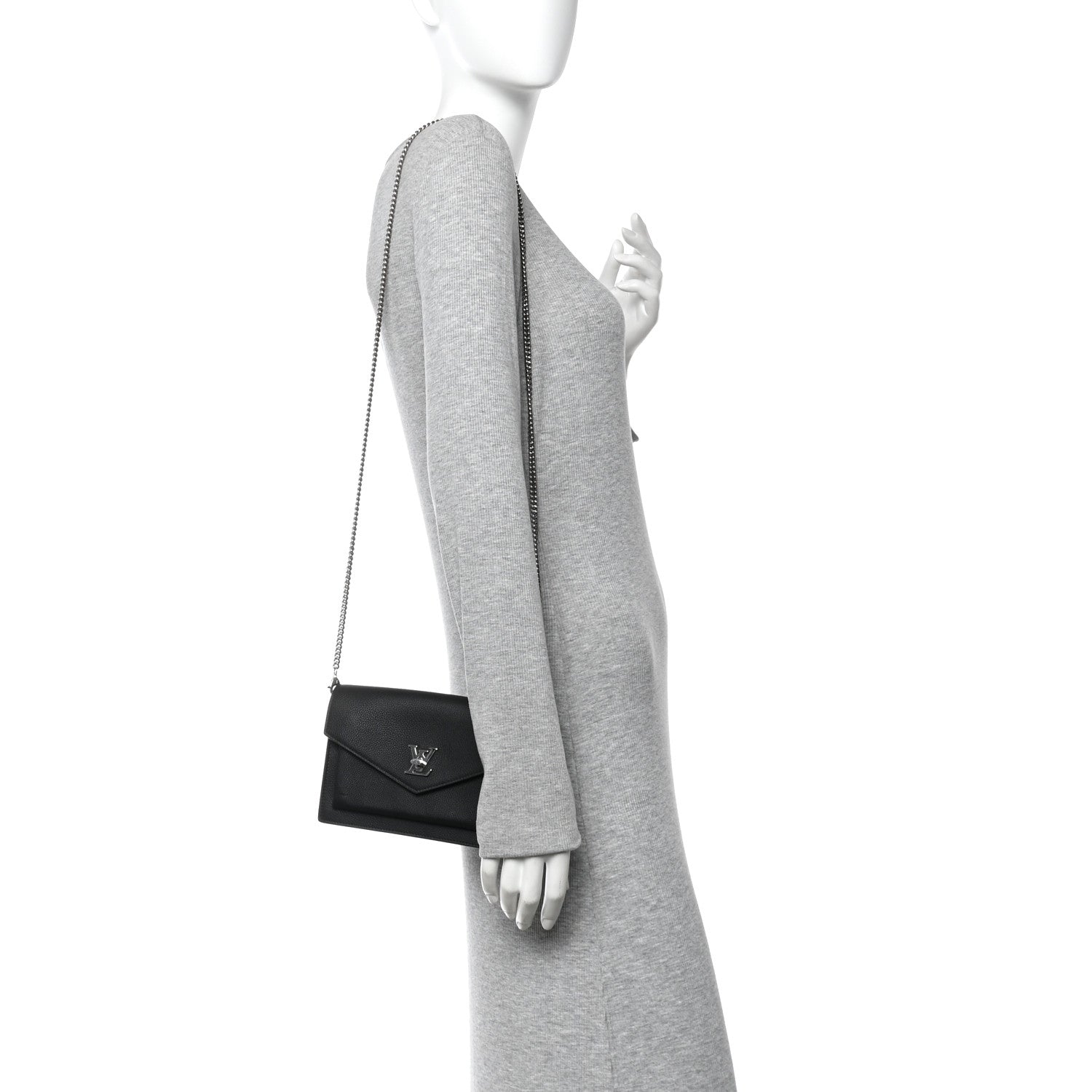 Louis Vuitton Soft Calfskin My Lockme Chain Pochette Black 2 of 9