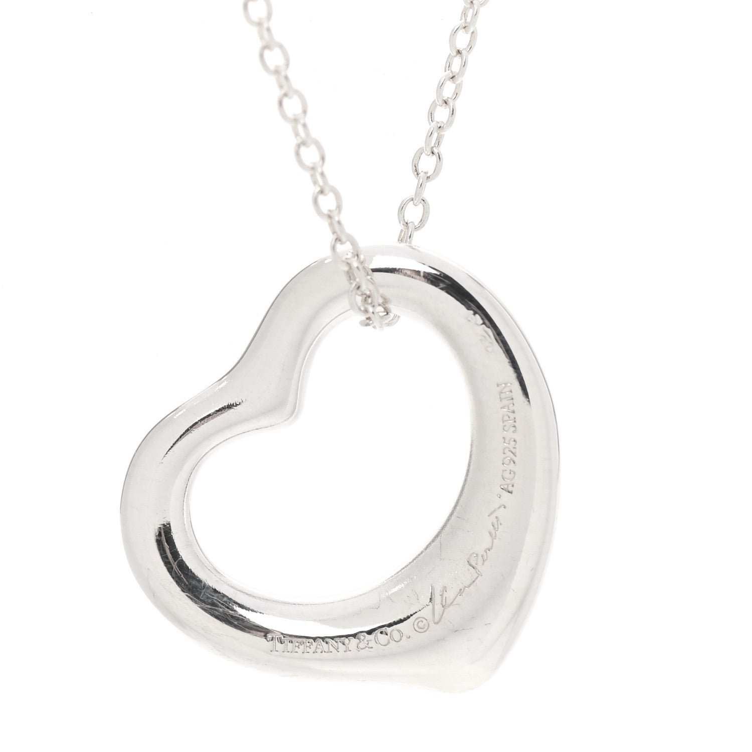 Tiffany Sterling Silver 16mm Elsa Peretti Open Heart Pendant Necklace 4 of 8