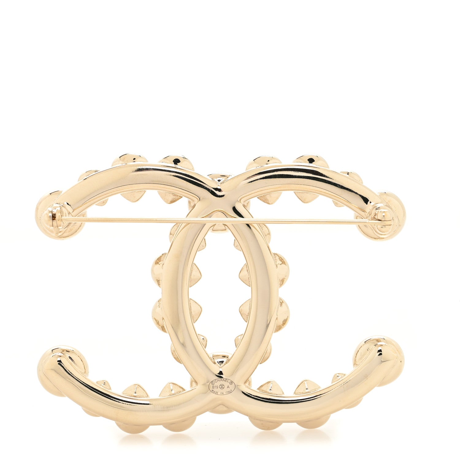 Chanel Pearl Crystal CC Brooch Gold 2 of 3