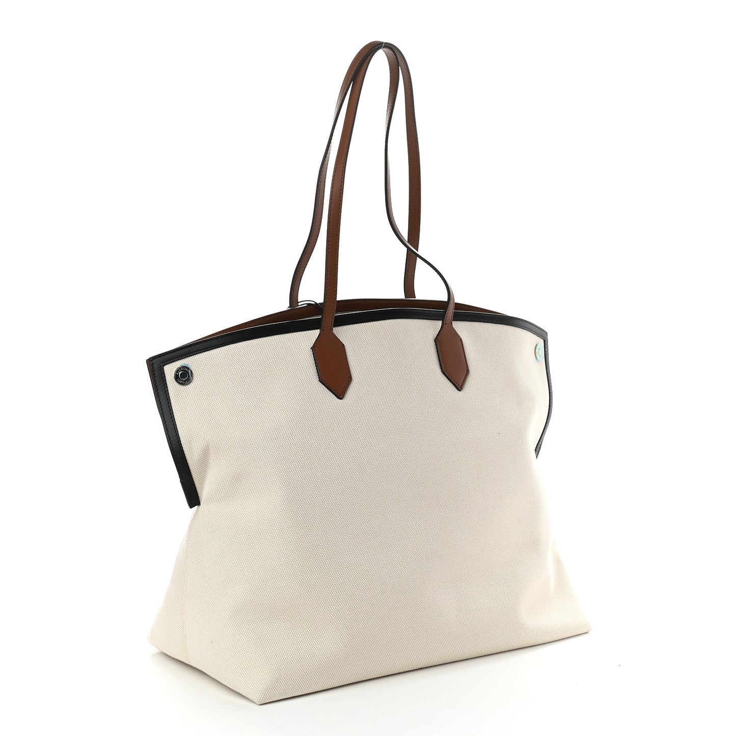 Cotton Canvas Calfskin Large Society Tote Bag Natural