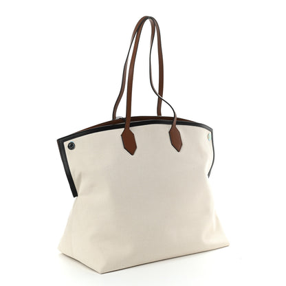 Burberry Cotton Canvas Calfskin Large Society Tote Bag Natural 3 of 9