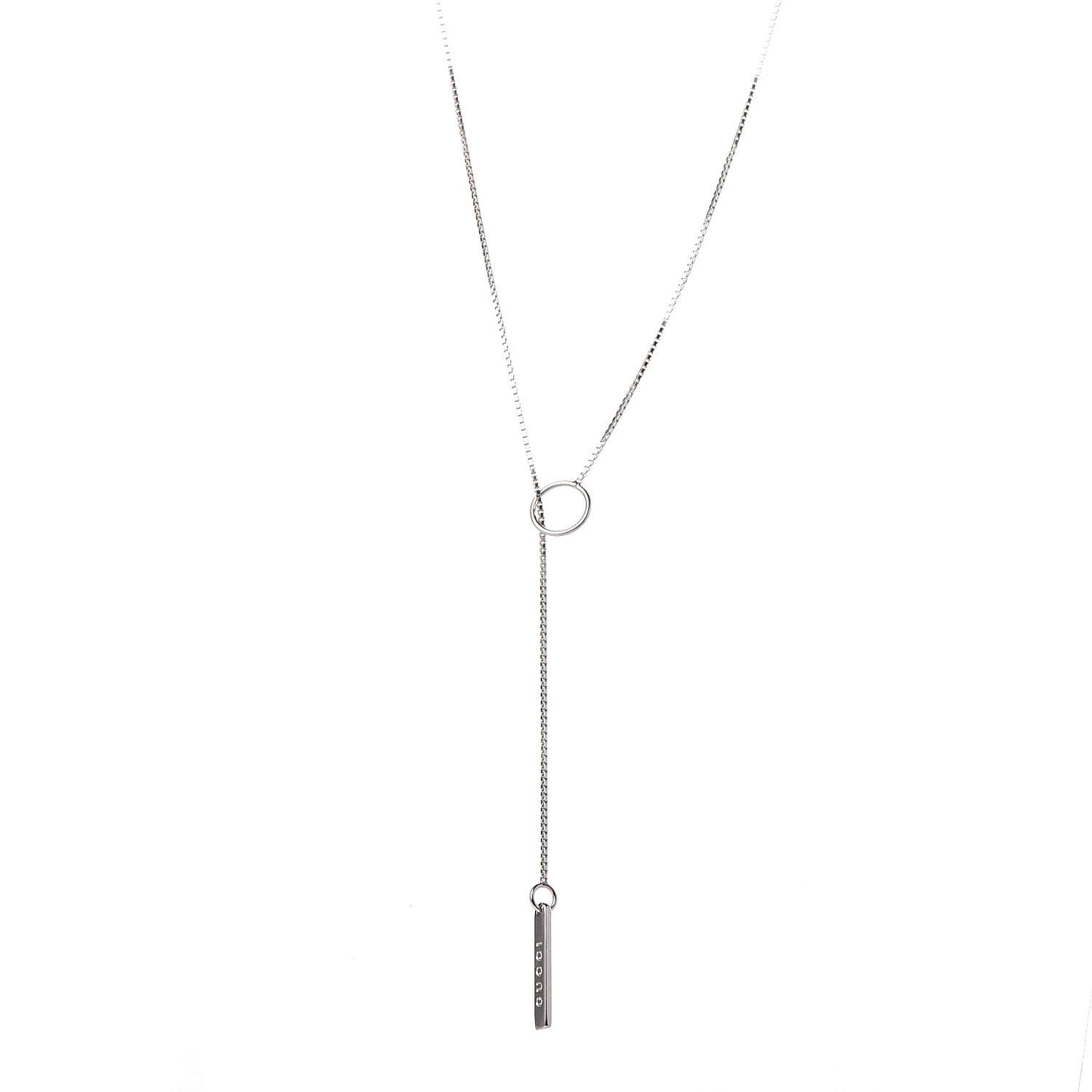 18K White Gold 20mm Lariat Necklace