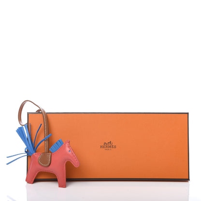 Hermes Milo Lambskin Grigri Rodeo Horse Bag Charm PM Rose Texas Bleu Zanzibar Gold 5 of 5